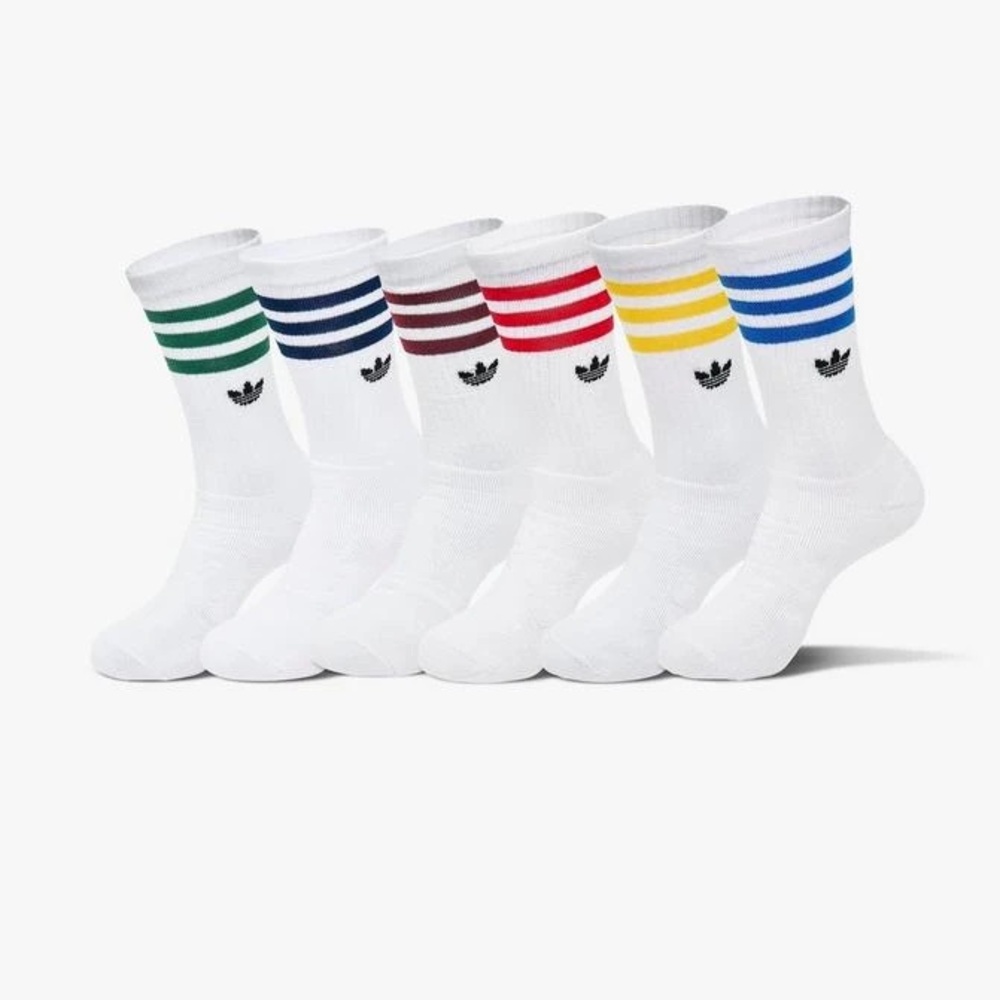 NEW Adidas Originals 3-Stripe Roller Crew Socks JK3366 6 pair Size L